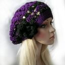 Fiolet i czerń beret, boho