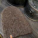 Brązowa czapka slouchy beanie z alpaki, moheru i jedwabiu