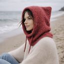 Delikatna balaclava kominiarka kaptur czapka alpaka jedwab ręczna robota