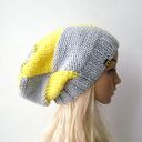 czapka w kratę szaro -żółtą unisex