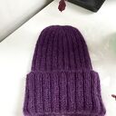 Ręcznie robiona Czapka wywijana MARGARET 100% Alpaka nitka moher i jedwab 4400/16 Ciemnofioletowy