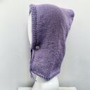 Liliowa balaclava oversize z merino - kominiarka z kapturem zamiast czapki