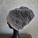 Futrzana czapka szara Smerfetka na podszewce bardzo ciepła duża wykończona ściągaczem