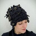 Czapka zimowa Złotko - czarna i złota, ręcznie tkana na krośnie (turban)
