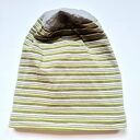 Czapka zielona w paski szara gora na podszewce wykonana w pojedynczym egzemplarzu