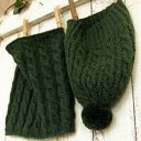 Czapka i komin z miękkiej Alpaki, butelkowa ciemna zieleń