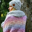 Czapka MERINO Hope “Wybielony szary” podszewka JEDWAB