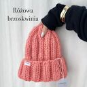 Czapka Nordic 100% wełna różowa brzoskwinia