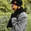 Męska czapka MERINO Neverland “Czarny” podszewka JEDWAB