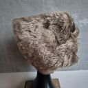 Futrzana czapka beż Góra patchworkowa folkowa na podszewce rozmiar na większą głowę 59cm -61cm, polec