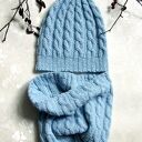 Czapka i Komin - komplet z Alpaki, błękitny