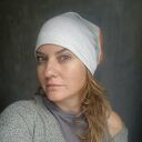 Czapka dzianinowa szaro-pomarańczowa na podszewce rozmiar M rozciągliwa świetna na codzienne noszeni