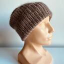Wywijana beżowa czapka beanie AUREA z baby merino, moherem i jedwabiem 