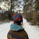 Czapka damska Smerfetka patchworkowa na podszewce