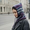 Balaclava oversize kominiarka kaptur zamiast czapki handmade