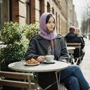 Liliowa balaclava oversize z merino - kominiarka z kapturem zamiast czapki