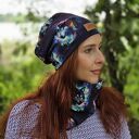 Czapka granatowa w wilki bawełna