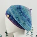 Wiosenny beret damski z antenką ręcznie robiony bawełna one size