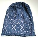 Czapka ażurowa niebieska na podszewce rozmiar uniwersalny miekka świetna na codzienne noszenie pol