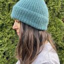 Ręcznie robiona czapka beanie AUREA 100% Baby Merino plus moher i jedwab 47/37 Morze Północne