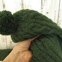 Czapka i komin z miękkiej Alpaki, butelkowa ciemna zieleń