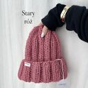 Czapka Nordic 100% wełna stary róż