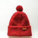 Cerwona czapka z wełny alpaki podwójna ręcznie robiona