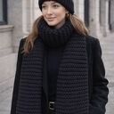Zestaw czarny czapka szalik miękka i ciepła wełna handmade