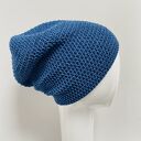 Cienka czapka beanie „Smerf” S/M - przejściowa, ręcznie dziana