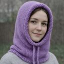 Balaclava oversize kominiarka kaptur zamiast czapki z merino piękny liliowy