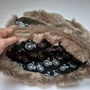 Futrzana czapka beż Góra patchworkowa folkowa na podszewce rozmiar na większą głowę 59cm -61cm, polec