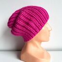 Ręcznie robiona czapka damska JANKA 100% Wełna owcza 105 Magenta