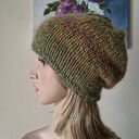 RĘCZNIE NA DRUTACH - Z oliwką miła, puchata, ciepła czapka