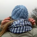 Czapka i Komin - komplet z Alpaki, błękitny