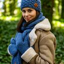 Czapka MERINO Hope “Ciemny niebieski” podszewka JEDWAB