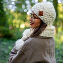 Czapka MERINO Hope “Beżowy ecru” podszewka JEDWAB