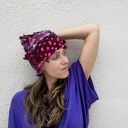 Unikatowa czapka Fuksja ręcznie wytkana na krośnie