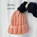Czapka Nordic 100% wełna słodka morela