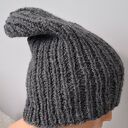 Otul się ciepłem - CZAPKA beanie handmade - CIEMNOSZARA, wykonana na DRUTACH
