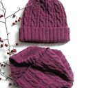 Czapka i Komin - ciemny malinowy, 100% wełny