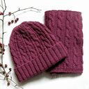 Czapka i Komin - ciemny malinowy, 100% wełny