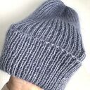 Ręcznie robiona czapka beanie Aurea - jasna lawenda z baby merino, moherem i jedwabiem