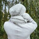 Męska czapka MERINO Neverland “Wybielony szary” podszewka JEDWAB