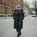 Liliowa balaclava oversize z merino - kominiarka z kapturem zamiast czapki