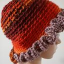 Elegancka czapka w rudościach - ciepły handmade na zimę