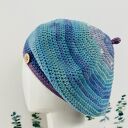 Wiosenny beret damski z antenką ręcznie robiony bawełna one size