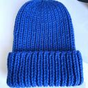 Ręcznie robiona czapka wywijana JANKA 100% Wełna owcza 104 Kobalt