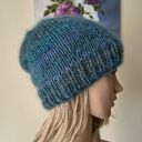 RĘCZNIE NA DRUTACH - Zimowe morze - miła, puchata czapka z merino, jedwabiem i moherem
