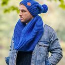 Czapka męska MERINO 100%- Rzeka” JOY podszewka BAWEŁNA