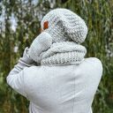 Męska czapka MERINO Neverland “Wybielony szary” podszewka JEDWAB